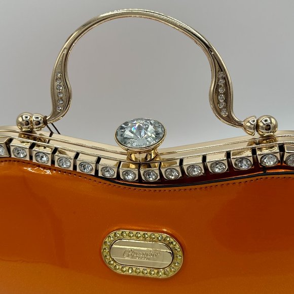 NWT Orange Metallic Brangio Italy Starry Embrace Diamond Handbag/Crossbo… - Picture 7 of 13